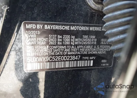 2014 BMW X3 xDrive28I from USA, damaged, VIN 5UXWX9C52E0D23847
